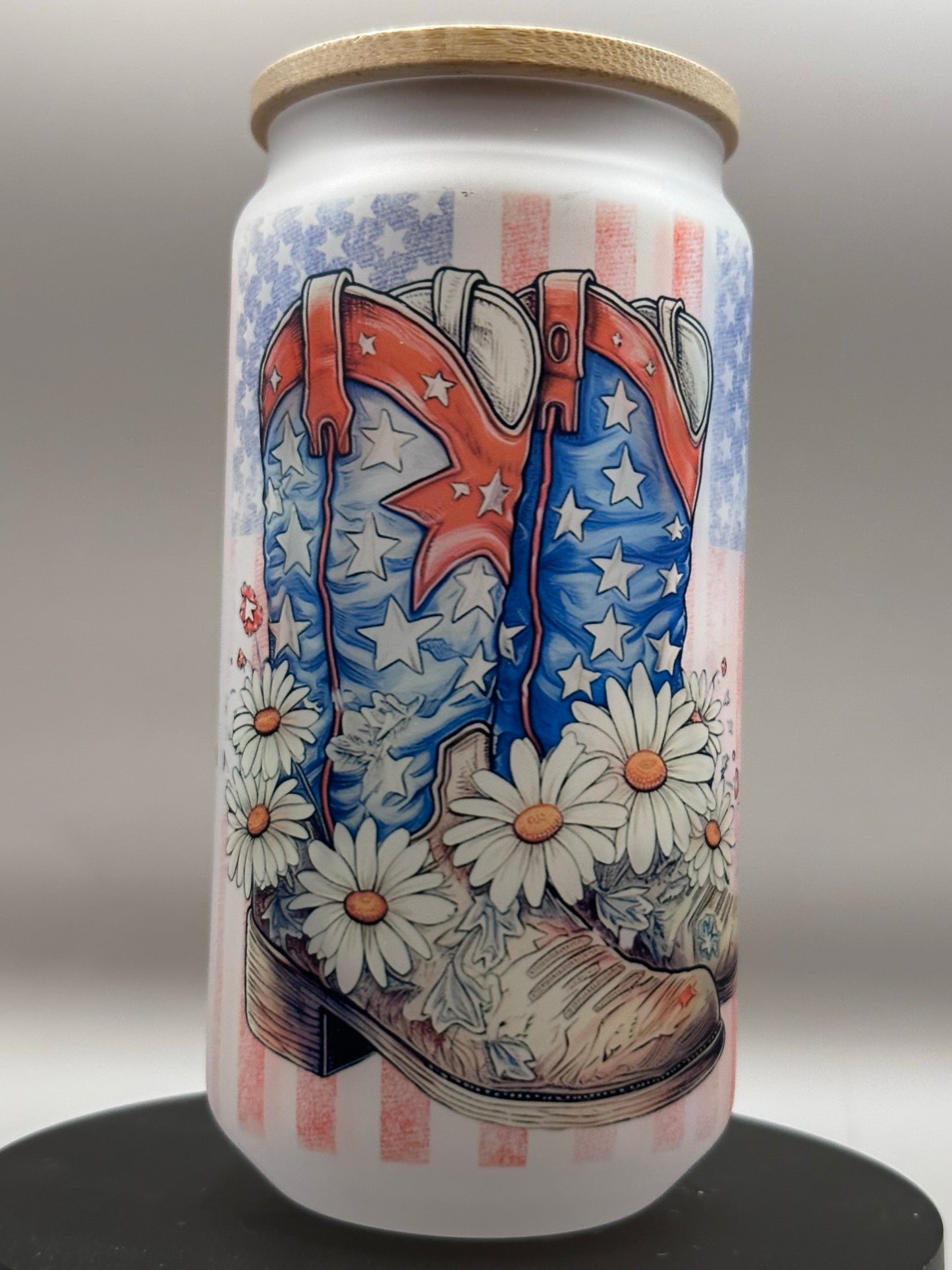 Patriotic Cowboy Boots Glass Tumbler