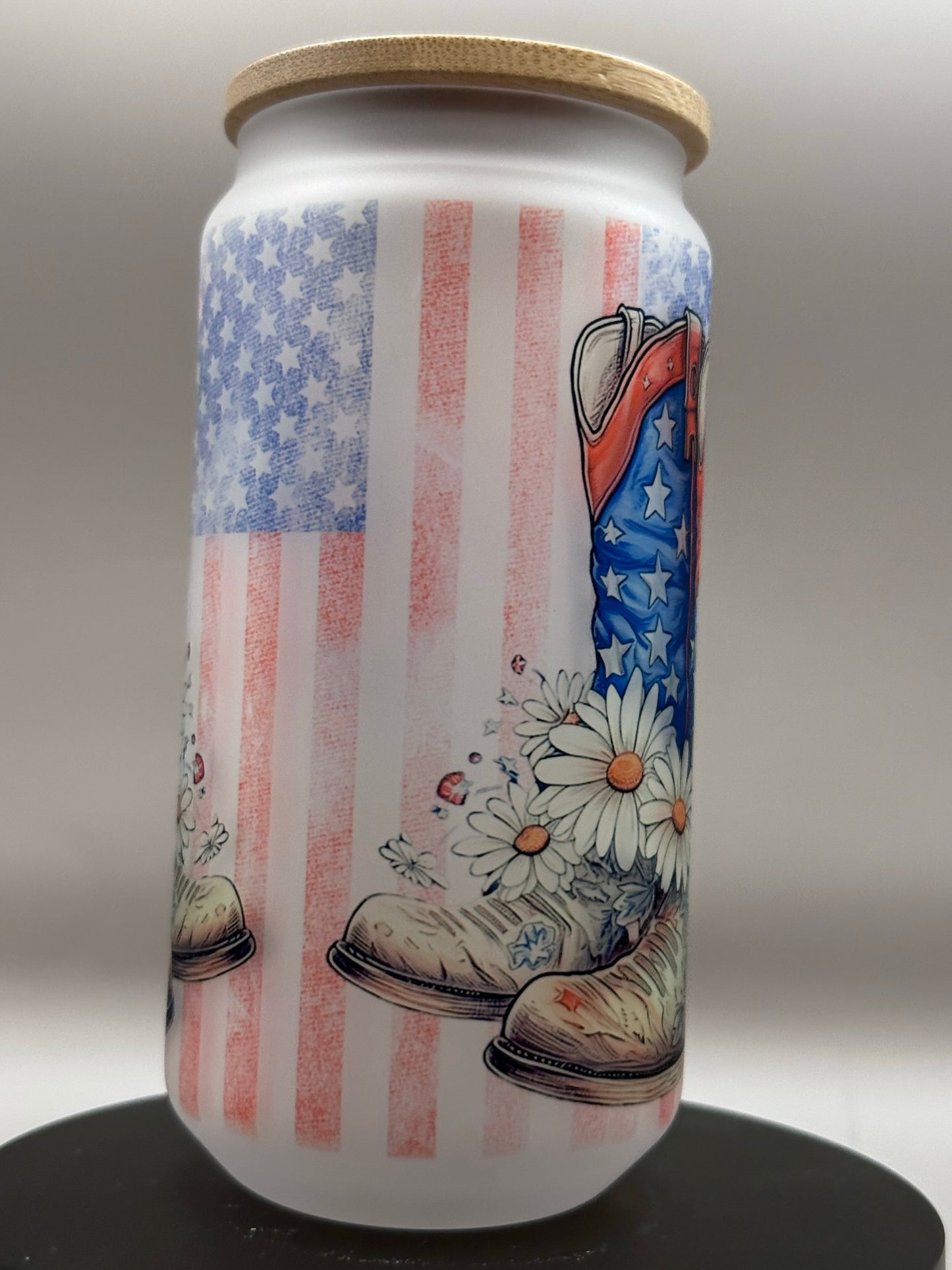 Patriotic Cowboy Boots Glass Tumbler