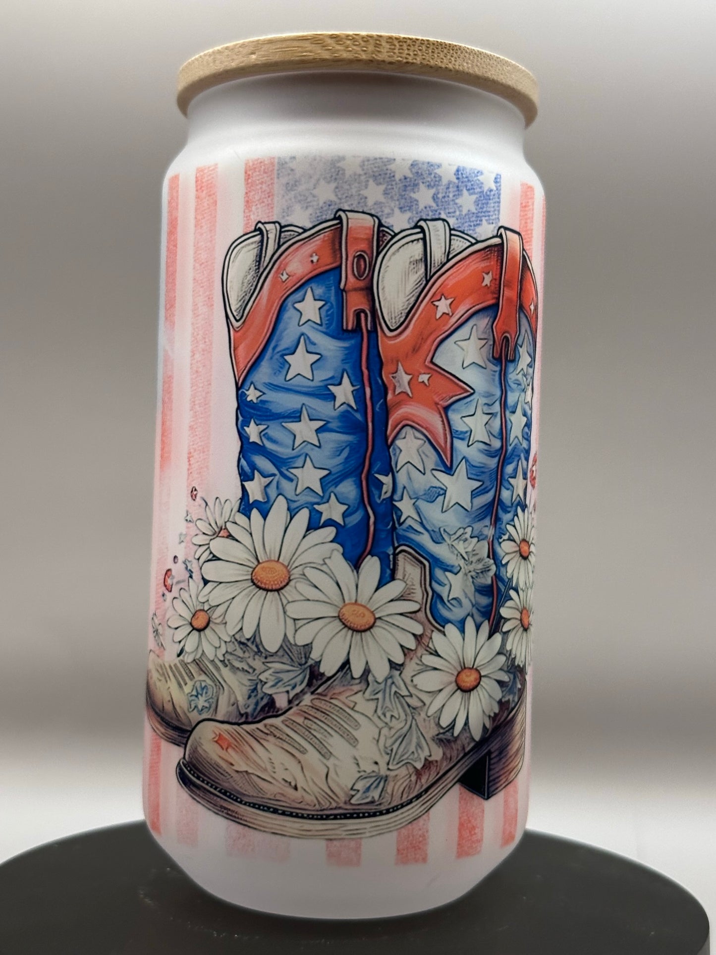 Patriotic Cowboy Boots Glass Tumbler