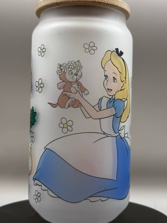 Allice In Wonderland Glass Tumbler