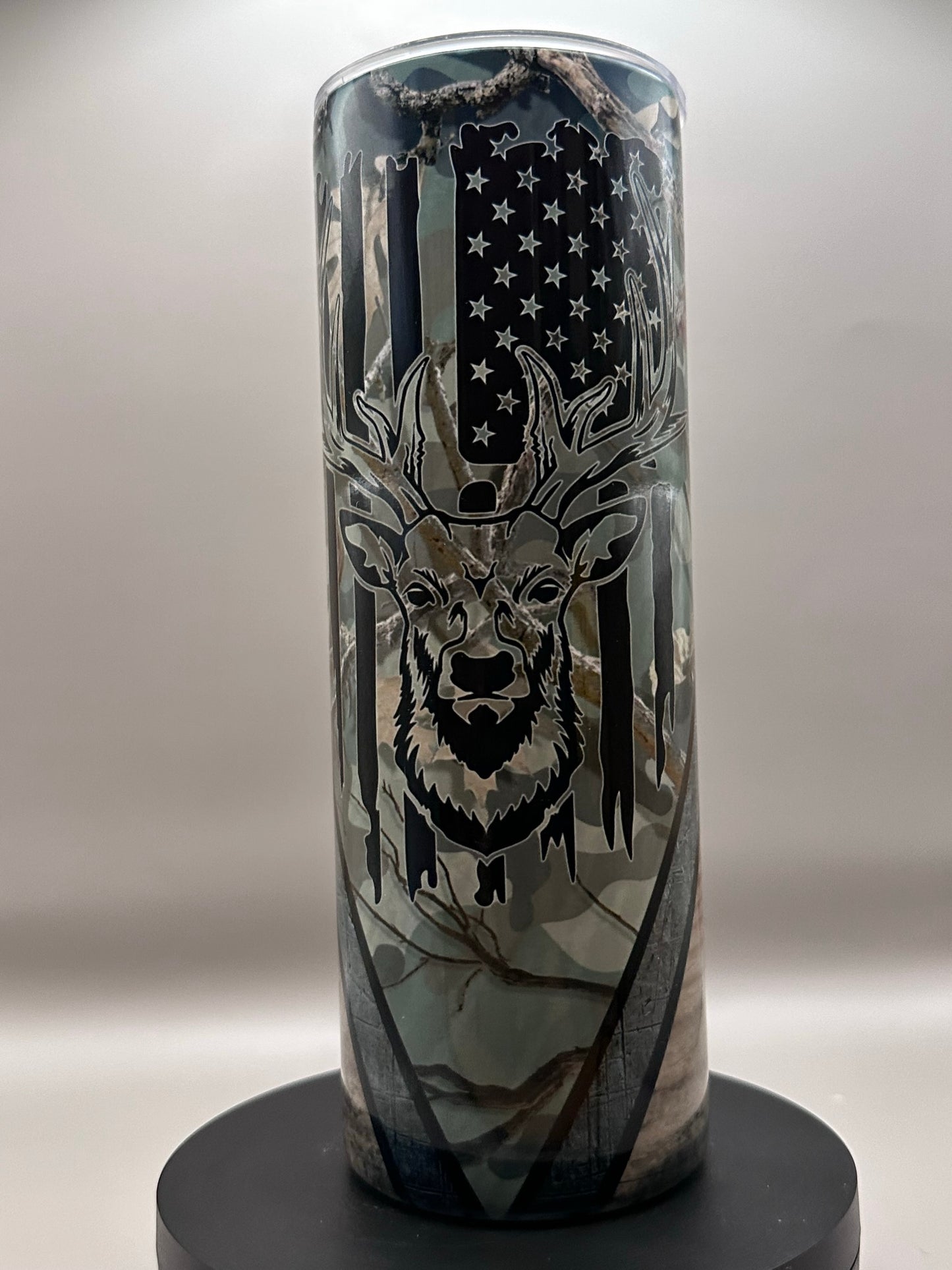 Camo American Flag w/ Deer Tumbler