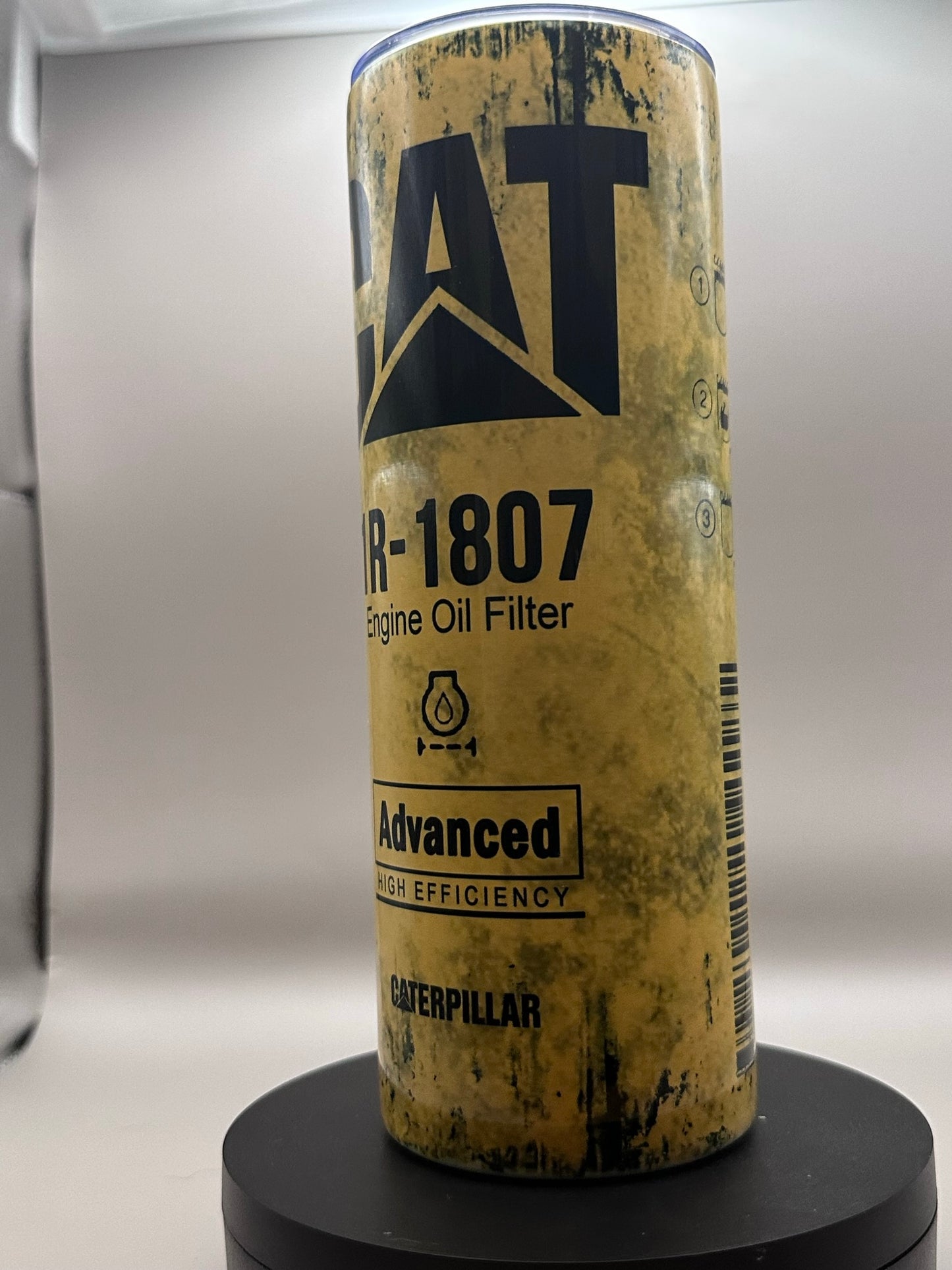 Cat Yellow Oil Filter Tumbler